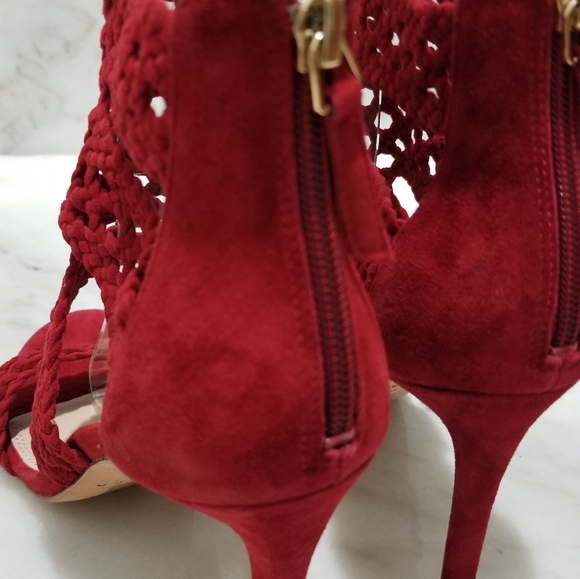 Sandro Red Agate Suede Braid Stiletto Sandals 10 - Picture 13 of 15